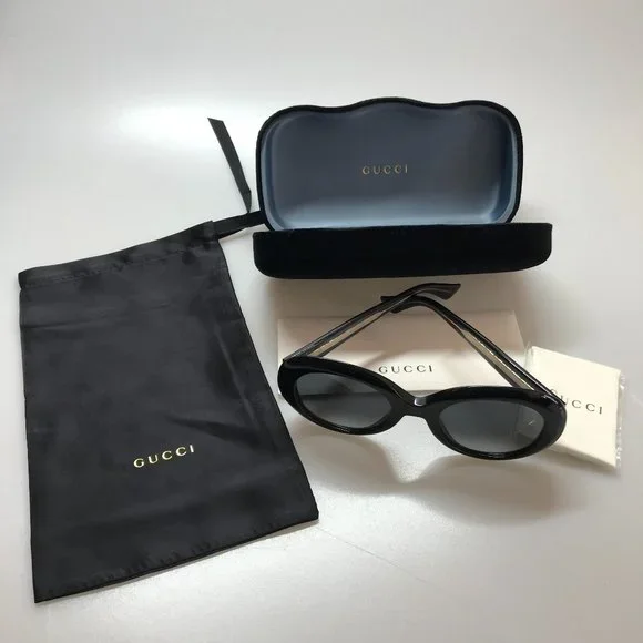 Brand New Authentic Gucci Iconic Round *Polarized* Sunglasses Black w/Gold Logos Gucci GG Logo Round Acetate Sunglasses | Neiman Marcus main image 3